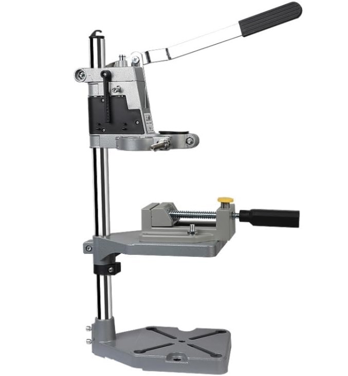 Drill Stand with Drill Vice – Professional Benchtop Drill Press Station, Adjustable 80cm Height, 75mm Jaw Clamp | Steel Frame, Quick-Release Chuck Holder | UAE Precision Wood/Metal Drilling Essential 
